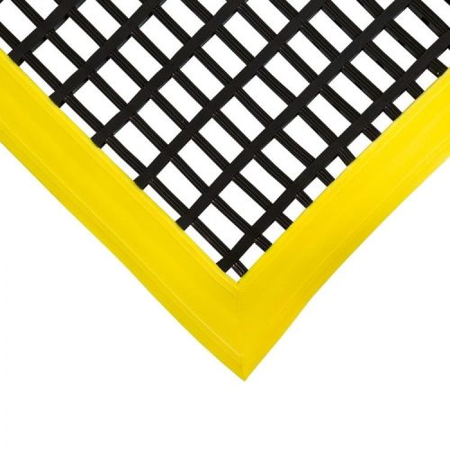 Ipari rácsos gumiszőnyeg nagy teherbírású csúszásmentes munkaállomás 120x180 cm fekete sárga szegéllyel