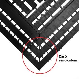   Sarok záróelem fekete munkahelyi biztonsági szőnyeghez 60x120 cm