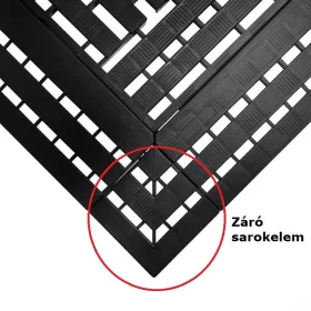   Sarok záróelem fekete munkahelyi biztonsági szőnyeghez 60x120 cm