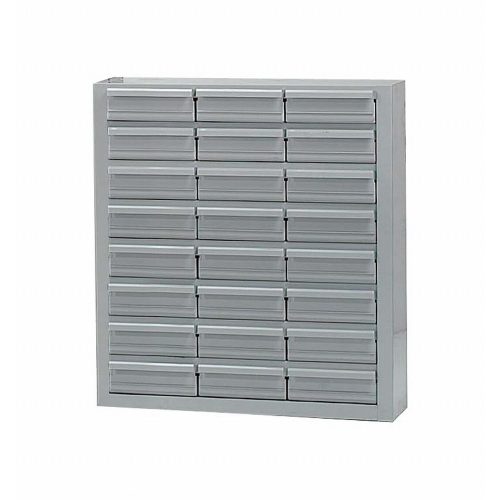 Ipari acél szortimenter szekrény 100x90x30 cm 24 db acél tárolóval alkatrésztároló szekrény