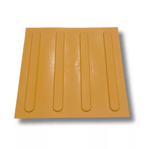  Taktilis útburkolati vezető elem vakok és gyengénlátók részére, sárga PVC-ből, 300x300x5 mm-es lap. M01 csík 