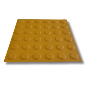   Taktilis útburkolati figyelmeztető elem vakok és gyengénlátók részére, sárga PVC-ből, 300x300x5 mm-es lap. M01 pont