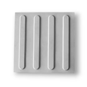  Taktilis útburkolati vezető elem vakok és gyengénlátók részére, szürke PVC-ből, 300x300x0,7 mm-es lap. M01 csík 