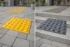  Taktilis útburkolati vezető elem vakok és gyengénlátók részére, szürke PVC-ből, 300x300x0,7 mm-es lap. M01 csík 