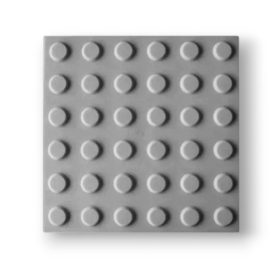 Taktilis útburkolati figyelmeztető elem vakok és gyengénlátók részére, sárga PVC-ből, 300x300x0,7 mm-es lap. M01 pont