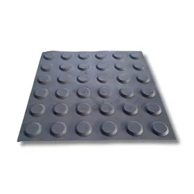 Taktilis útburkolati figyelmeztető elem vakok és gyengénlátók részére, sárga PVC-ből, 300x300x0,7 mm-es lap. M01 pont