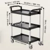 3 szintes szervizkocsi 136 kg teherbírású 880x410x990 mm műhelykocsi 