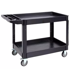   2 szintes szervizkocsi 249 kg teherbírású PP anyagból, fékezhető kerekekkel kiszolgáló kocsi 116x65x85cm műhelykocsi 