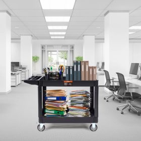   2 szintes szervizkocsi 249 kg teherbírású PP anyagból, fékezhető kerekekkel kiszolgáló kocsi 116x65x85cm műhelykocsi 