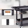 2 szintes szervizkocsi 249 kg teherbírású PP anyagból, fékezhető kerekekkel kiszolgáló kocsi 116x65x85cm műhelykocsi 
