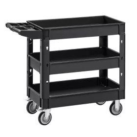   3 szintes szervizkocsi 249 kg teherbírású tálalókocsi fékezhető kerekekkel 103x43.5x85 cm polipropilén kocsi
