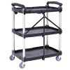 Összecsukható 3 szintes szervizkocsi 75 kg teherbírású tálalókocsi 107x17x39 cm polipropilén kocsi