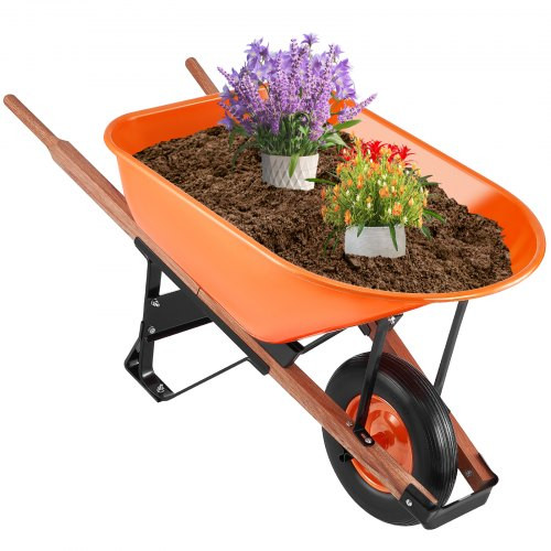 Erős, egykerekű kerti talicska – 150 kg teherbírás, 139×65×70 cm, tömörgumi kerékkel