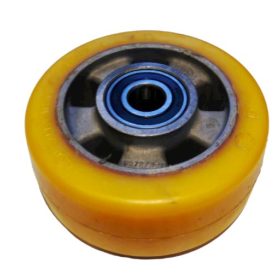   Ø 140 mm támasztó, stabilizáló kerék targonca raklapemelő kerék uretan acél ház poliuretán futófelület, csapággyal