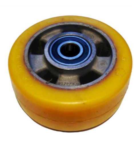 Ø 140 mm támasztó, stabilizáló kerék targonca raklapemelő kerék uretan acél ház poliuretán futófelület, csapággyal