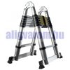 Teleszkópos, kétágú létra, ipari kivitel, aluminium rögzítő gyűrűvel, kinyitva 320 cm, összecsukva 82 cm magas. Multifunkciós, változtatható szárhosszú létra