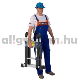   Teleszkópos, erősített, kétágú létra kinyitva 380 cm, összecsukva 85 cm magas. Multifunkciós, változtatható szárhosszú létra akár lépcsőre is!