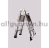 Teleszkópos, kétágú létra, aluminium rögzítőgyűrűkkel, kinyitva 560 cm, összecsukva 91 cm magas. Multifunkciós, változtatható szárhosszú létra