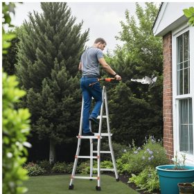   Teleszkópos A-keretű alumínium létra 5,1 méter 150 kg teherbírás