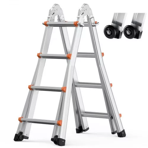 Teleszkópos A-keretű alumínium létra 4,67 m, 150 kg teherbírás