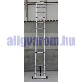   2,6 m magas, teleszkópos alumínium létra 67 cm-re összecsukható. Biztonsági gumitalppal ellátva.