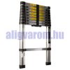 2,6 m magas, teleszkópos alumínium létra 67 cm-re összecsukható. Biztonsági gumitalppal ellátva.