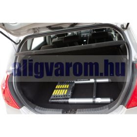   3,8 m magas, kihúzható létra teleszkópos alumínium 94 cm-re összecsukható. Gumírozott talppal ellátva.