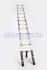 3,8 m magas, kihúzható létra teleszkópos alumínium 94 cm-re összecsukható. Gumírozott talppal ellátva.