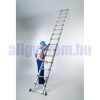 4,4 m magas, teleszkópos alumínium létra 89 cm-re összecsukható. Szélesített támasztólábbal ellátott és levegős csillapítású újbecsípődés elleni védelemmel