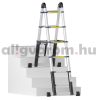 Teleszkópos, kétágú létra kinyitva 380 cm, összecsukva 85 cm magas. Multifunkciós, változtatható szárhosszú létra