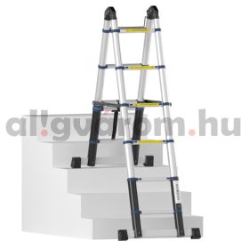   Teleszkópos, kétágú létra kinyitva 380 cm, összecsukva 85 cm magas. Multifunkciós, változtatható szárhosszú létra