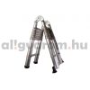 Teleszkópos, kétágú létra, aluminium rögzítőgyűrűkkel, kinyitva 440 cm, összecsukva 88 cm magas. Multifunkciós, változtatható szárhosszú létra