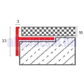   OX teraszszegély oldaltakarással 10+23x2500 ezüst eloxált matt vízvető profil balkon teraszprofil erkélyszegély