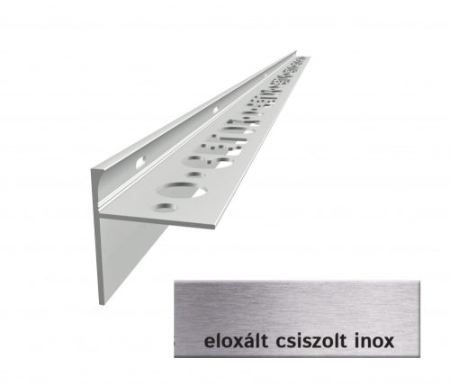 OX teraszszegély oldaltakarással 12+41x2500 ezüst szálcsiszolt vízvető profil balkon teraszprofil erkélyszegély