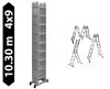 Létra többfunkciós csuklós 10.3 méter magas 4 részes összehajtható, összecsukható, 4x9 létrafok Lépcsőlétra összecsukva csak 266 cm