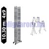 Létra többfunkciós csuklós 10.3 méter magas 4 részes összehajtható, összecsukható, 4x9 létrafok Lépcsőlétra összecsukva csak 266 cm