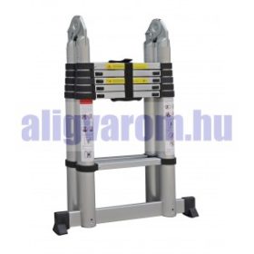   Toms teleszkópos, alumínium, kétágú létra kinyitva 440 cm, összecsukva 88 cm magas. Multifunkciós létra