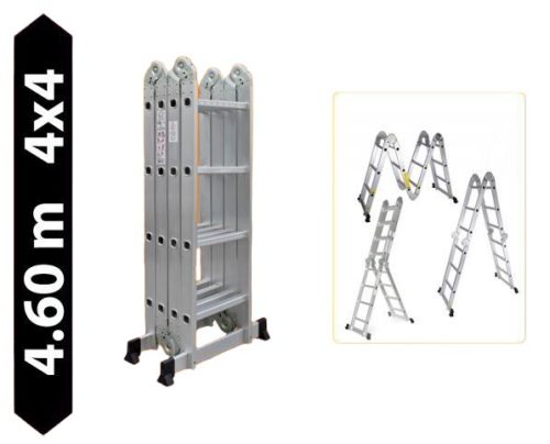 Összecsukható alumínium létra 4,6 méter magas 4 részes összehajtható 4x4 létrafok