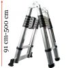Toms teleszkópos, alumínium, kétágú létra kinyitva 500 cm, összecsukva 91 cm magas. Multifunkciós létra