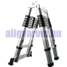   Toms teleszkópos, alumínium, kétágú létra kinyitva 500 cm, összecsukva 91 cm magas. Multifunkciós létra