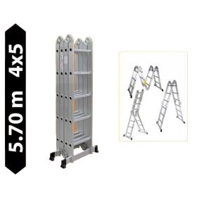   Multifunkciós létra 5,7 méter magas 4 részes összehajtható, összecsukható, 4x5 létrafok