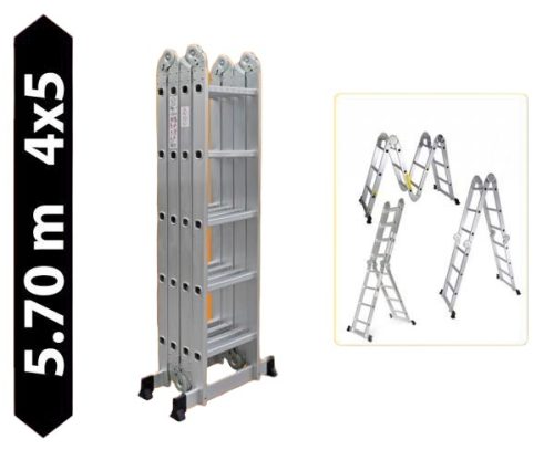 Multifunkciós létra 5,7 méter magas 4 részes összehajtható, összecsukható, 4x5 létrafok