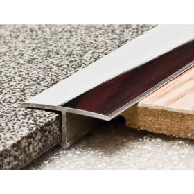   AV T profil burkolatváltó inox hatású polírozott 16-26 x 900 vagy 2700 mm utólag beépíthető eloxált alumínium profil