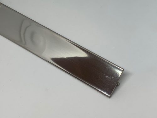 OX T profil burkolatváltó utólag betehető beépíthető rozsdamentes saválló inox 14 mm széles 250 cm