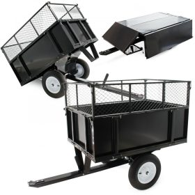   Kistraktor munkagép utánfutó rácsos áruszállító billenő pótkocsi ráccsal és levehető oldalfalakkal