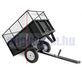   Kistraktor munkagép utánfutó rácsos áruszállító billenő pótkocsi ráccsal és levehető oldalfalakkal