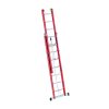 Üvegszálas szigetelt létra, kötéllel kezelhető támasztólétra kétrészes 2x12 fok, 3,5m magas, gördülő kerekekkel