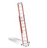 Üvegszálas szigetelt létra, kötéllel kezelhető támasztólétra kétrészes 2x12 fok, 3,5m magas, gördülő kerekekkel