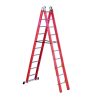 Üvegszálas szigetelt létra, kombinálható kétrészes 2x10 fok, 3m magas, csúszókerekekkel