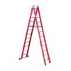 Üvegszálas szigetelt létra, kombinálható kétrészes 2x12 fok, 3,5m magas, csúszókerekekkel